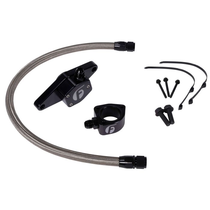 Fleece Performance Coolant Bypass for 5.9L VP Cummins (1998.5-2002) w/ Stainless Steel Braided Line (FPE-CLNTBYPS-CUMMINS-VP-SS)